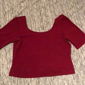 Scoop neck burgundy crop top